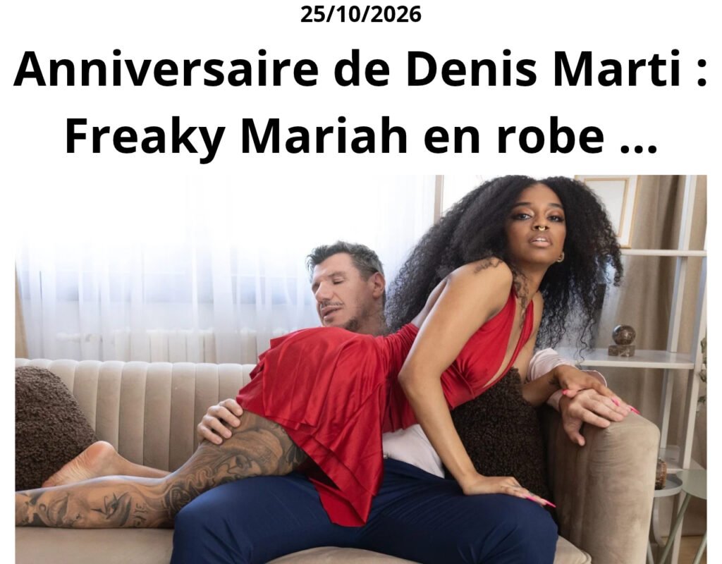 Anniversaire de Denis Marti Freaky Mariah en robe rouge le suce se fait lécher puis prend sa queue en levrette - 3